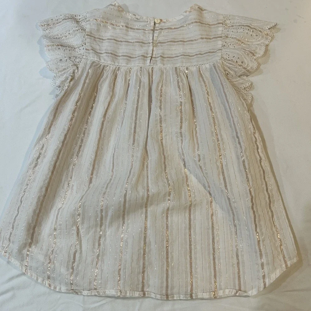 Boho western Hippie‎ Good Heart Matilda Jane mockingbird Ivory Stripe Metallic S - Picture 3 of 9